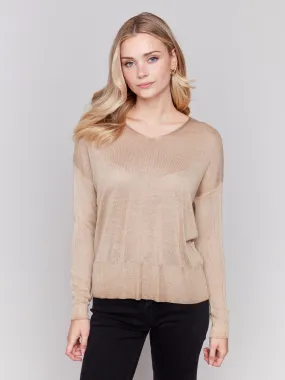 Snow Wash V-Neck Sweater - Truffle