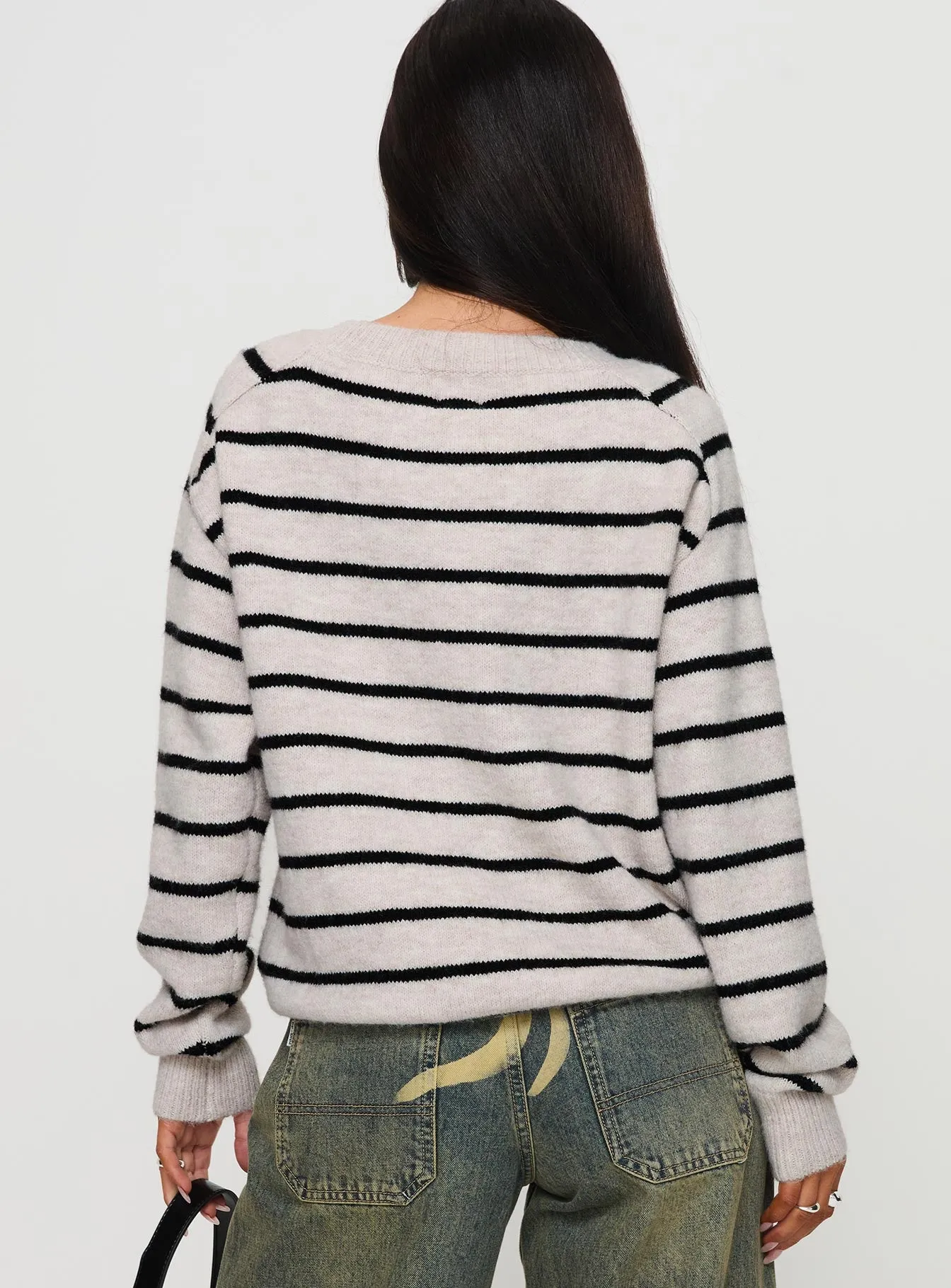 Souvenirs Knit Sweater Grey Stripe