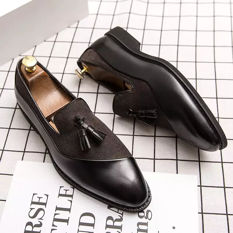 Spring Glamorous Leather Men's Suit Loafers