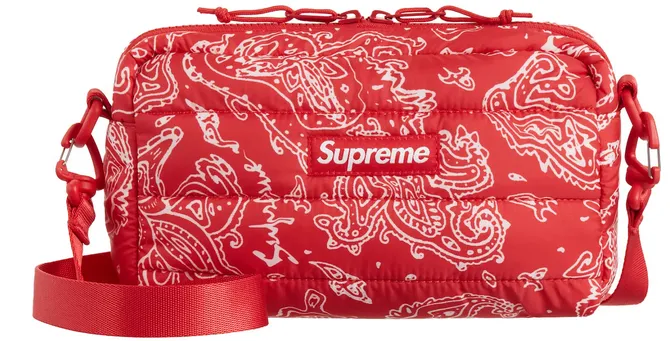 Supreme Puffer Side Bag Red Paisley