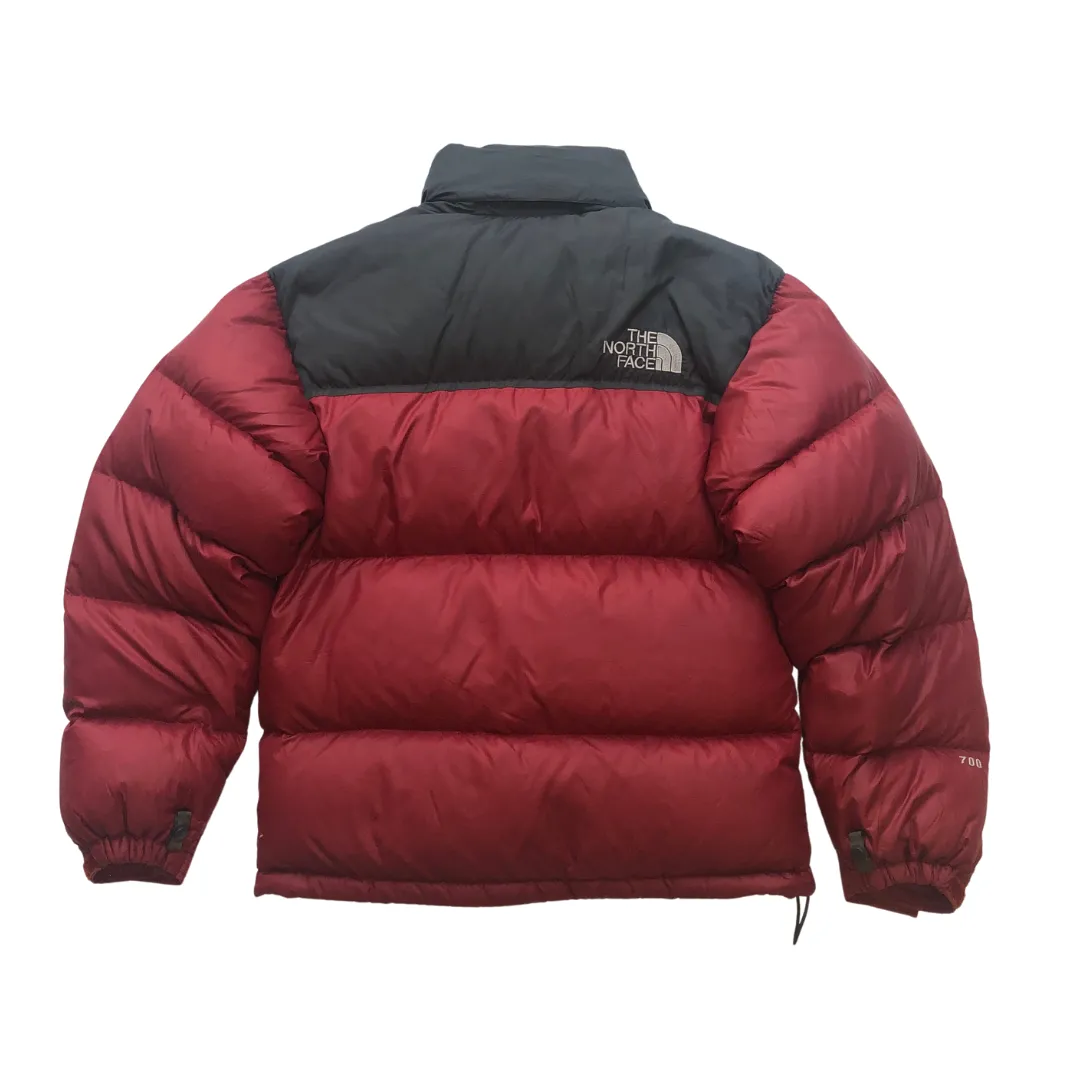 The North Face Nuptse 700 Burgundy/Dark Grey Down Puffer Jacket Small