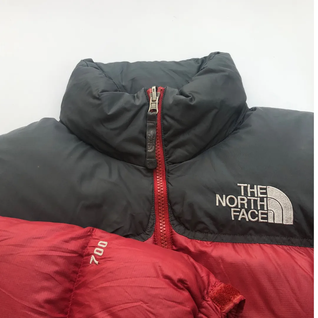 The North Face Nuptse 700 Burgundy/Dark Grey Down Puffer Jacket Small