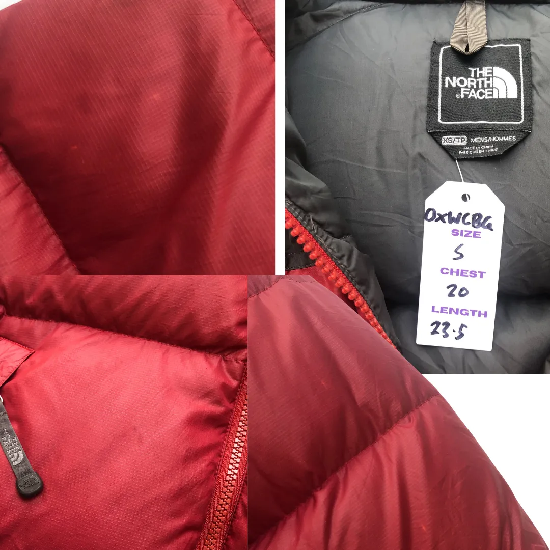 The North Face Nuptse 700 Burgundy/Dark Grey Down Puffer Jacket Small