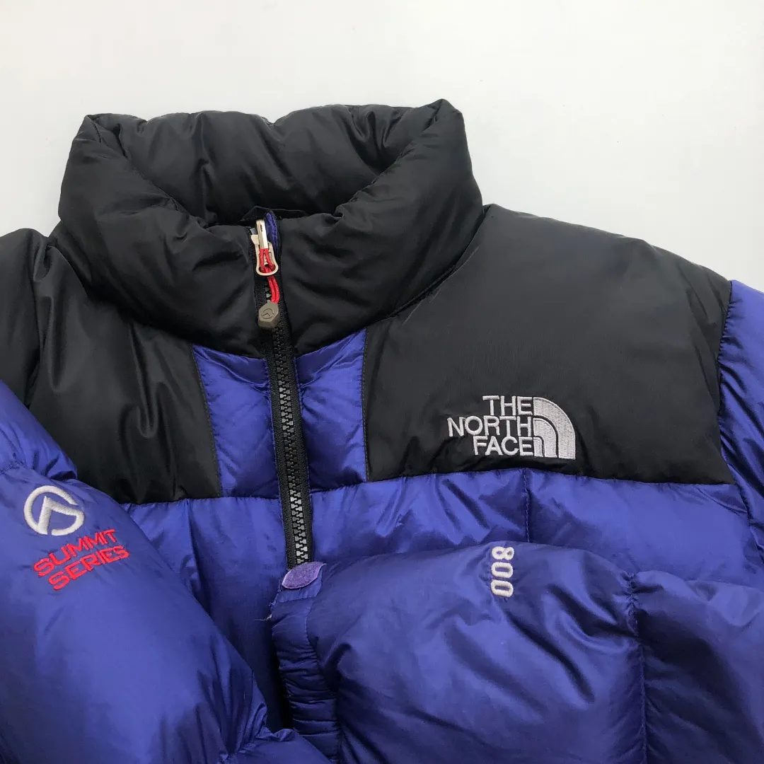 The North Face Summit Series Nuptse 800 Black/Navy Down Puffer Jacket Medium