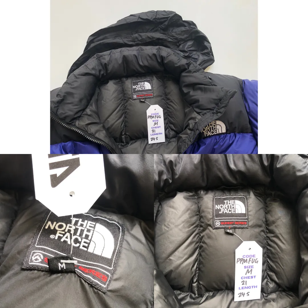 The North Face Summit Series Nuptse 800 Black/Navy Down Puffer Jacket Medium