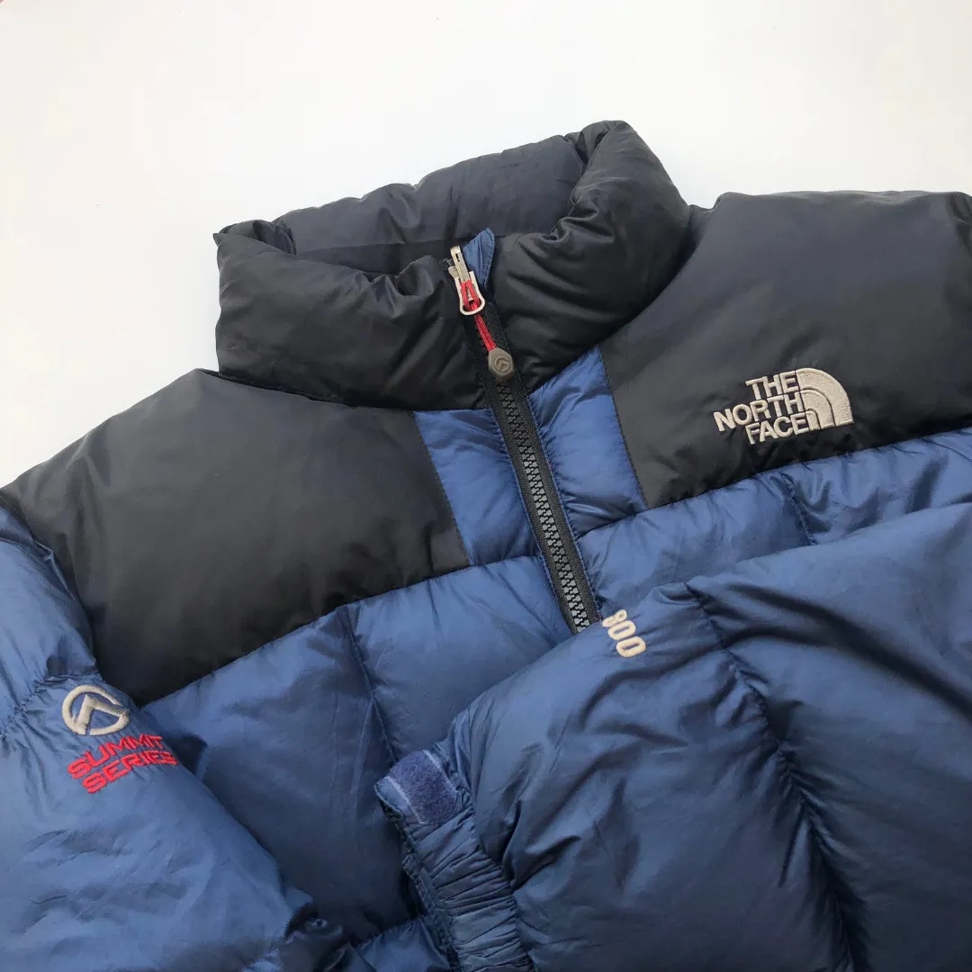 The North Face Summit Series Nuptse 800 Black/Navy Down Puffer Jacket Small