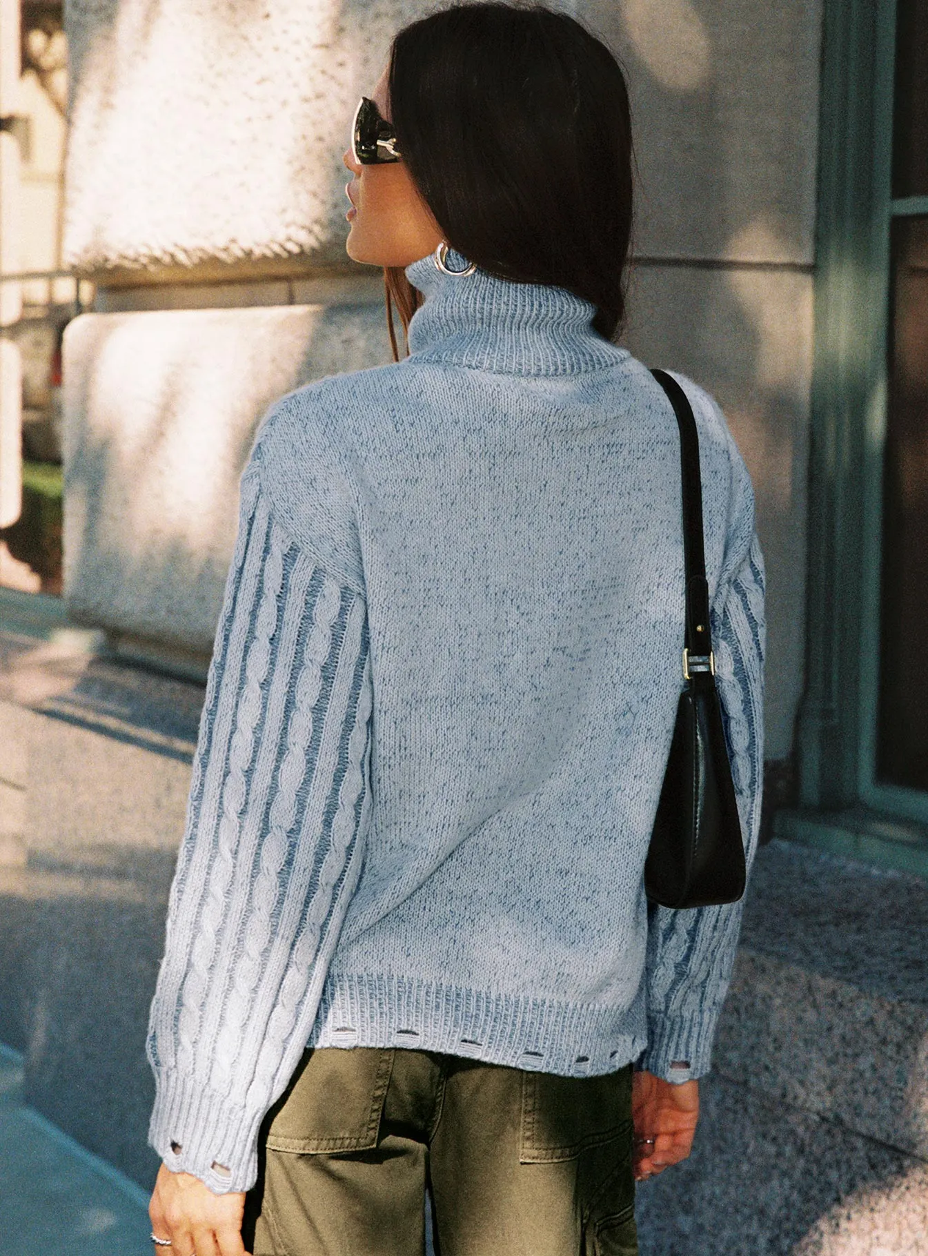 Told The Truth Quarter Zip Knit Sweater Blue