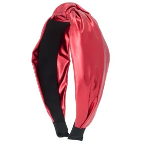 Top Knot Metallic Headband- Red