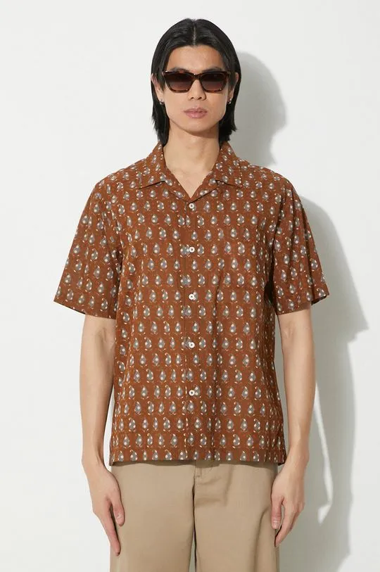 Universal Works cotton shirt Road Shirt men's brown color 30179.BROWN