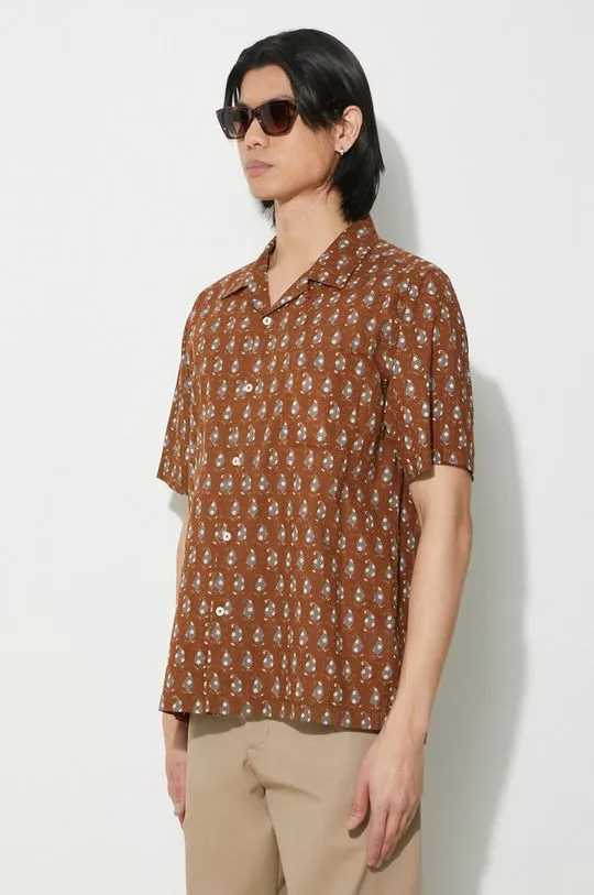 Universal Works cotton shirt Road Shirt men's brown color 30179.BROWN