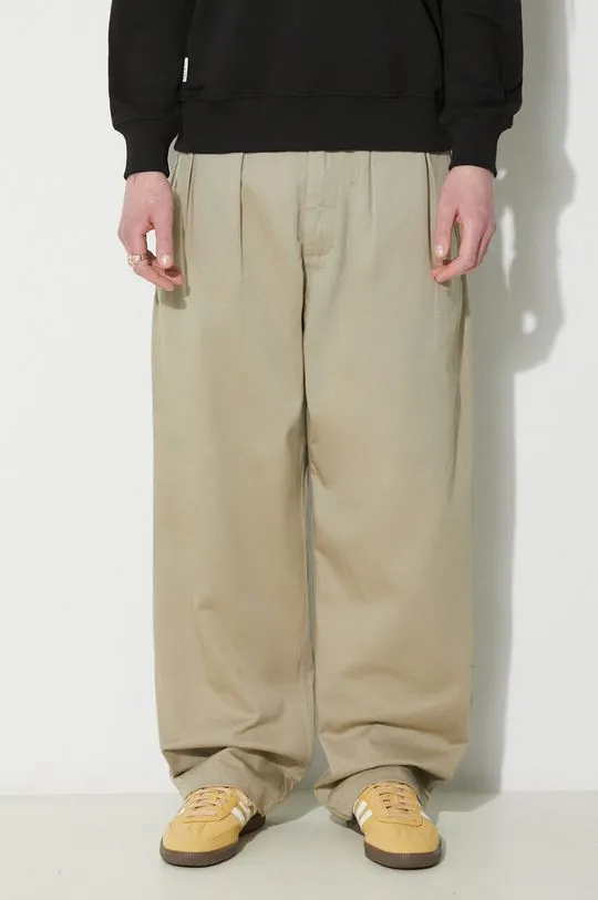 Universal Works cotton trousers Double Pleat Pant beige color 133.STONE