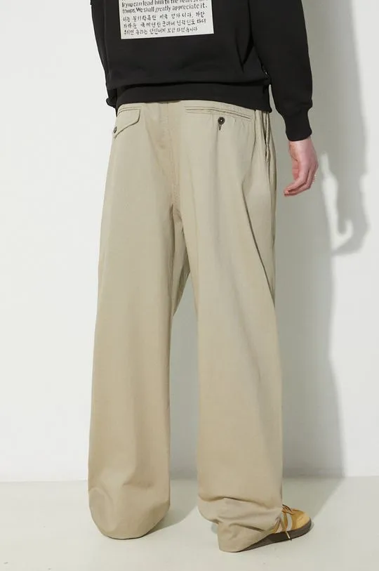 Universal Works cotton trousers Double Pleat Pant beige color 133.STONE