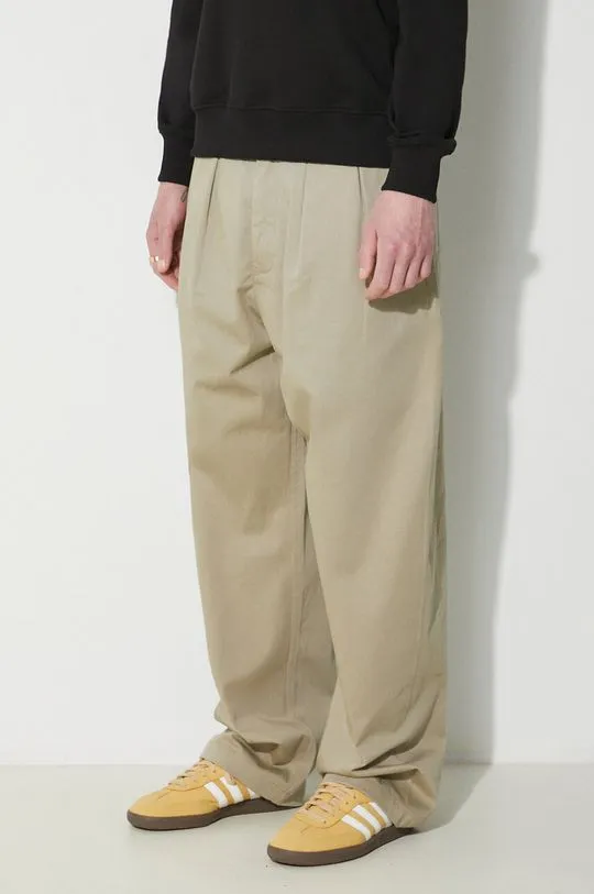 Universal Works cotton trousers Double Pleat Pant beige color 133.STONE