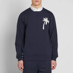 Universal Works Embroidered Palm Crew SweatNavy