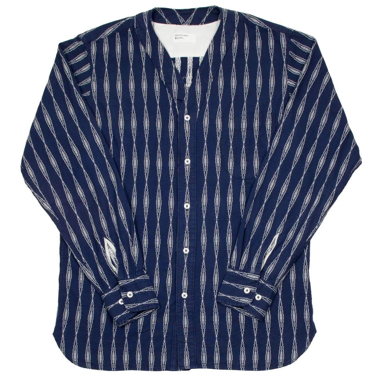 Universal Works - V-neck Shirt Congo Stripe - Navy