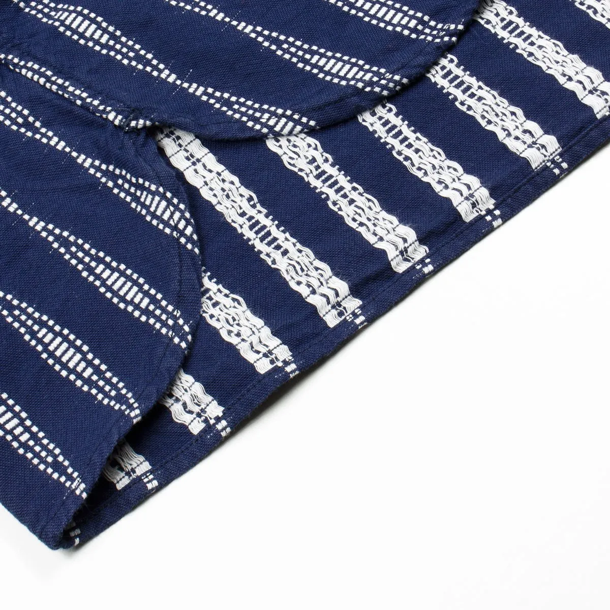 Universal Works - V-neck Shirt Congo Stripe - Navy