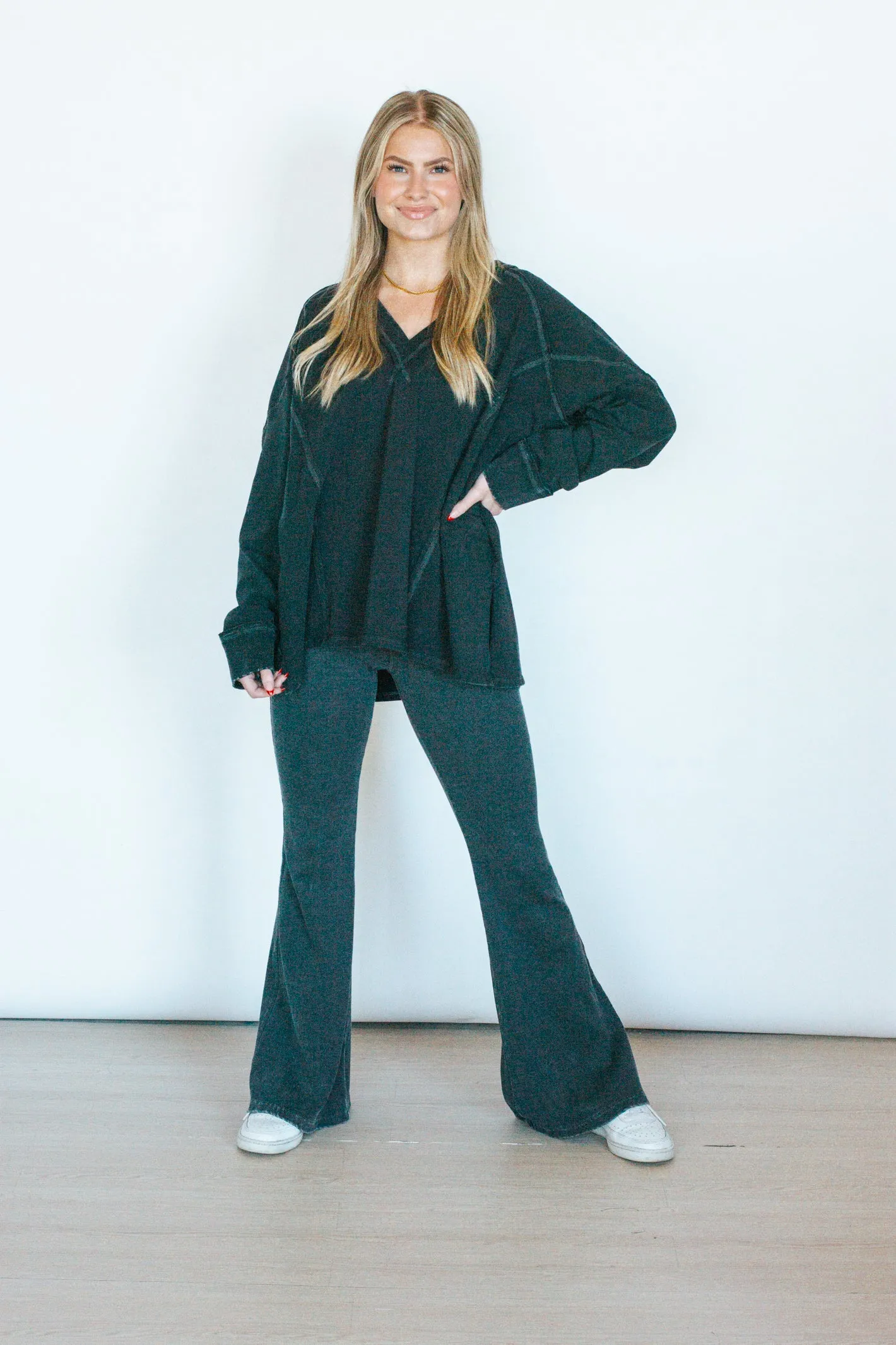 Up for Anything Charcoal Ribbed Pant