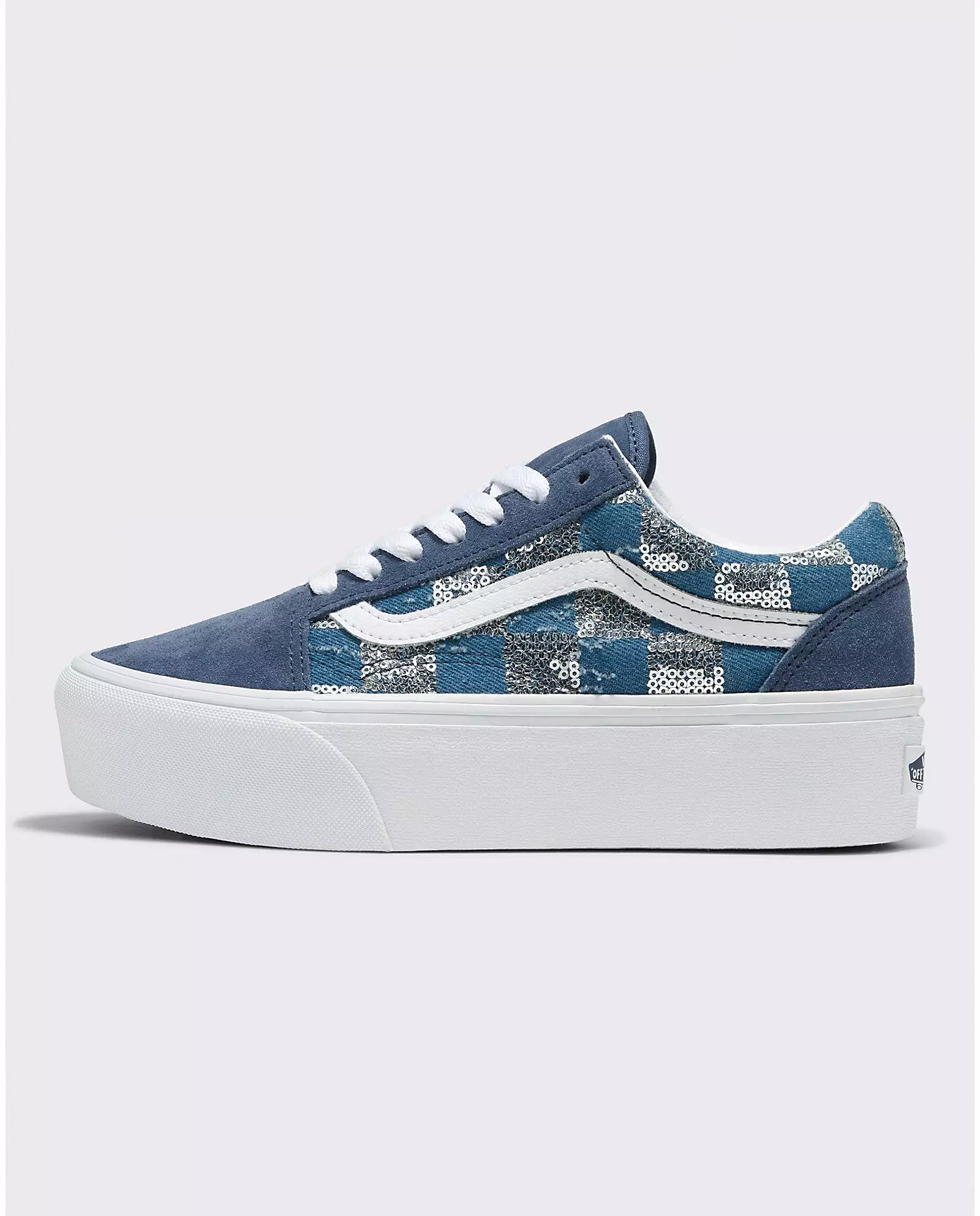 VANS UNISEX Old Skool Stackform Shoe (Glimmer Check Vintage Indigo)