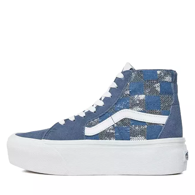 VANS UNISEX Sk8-Hi Tapered Stackform Sneakers (Glimmer Check Vintage Indigo)