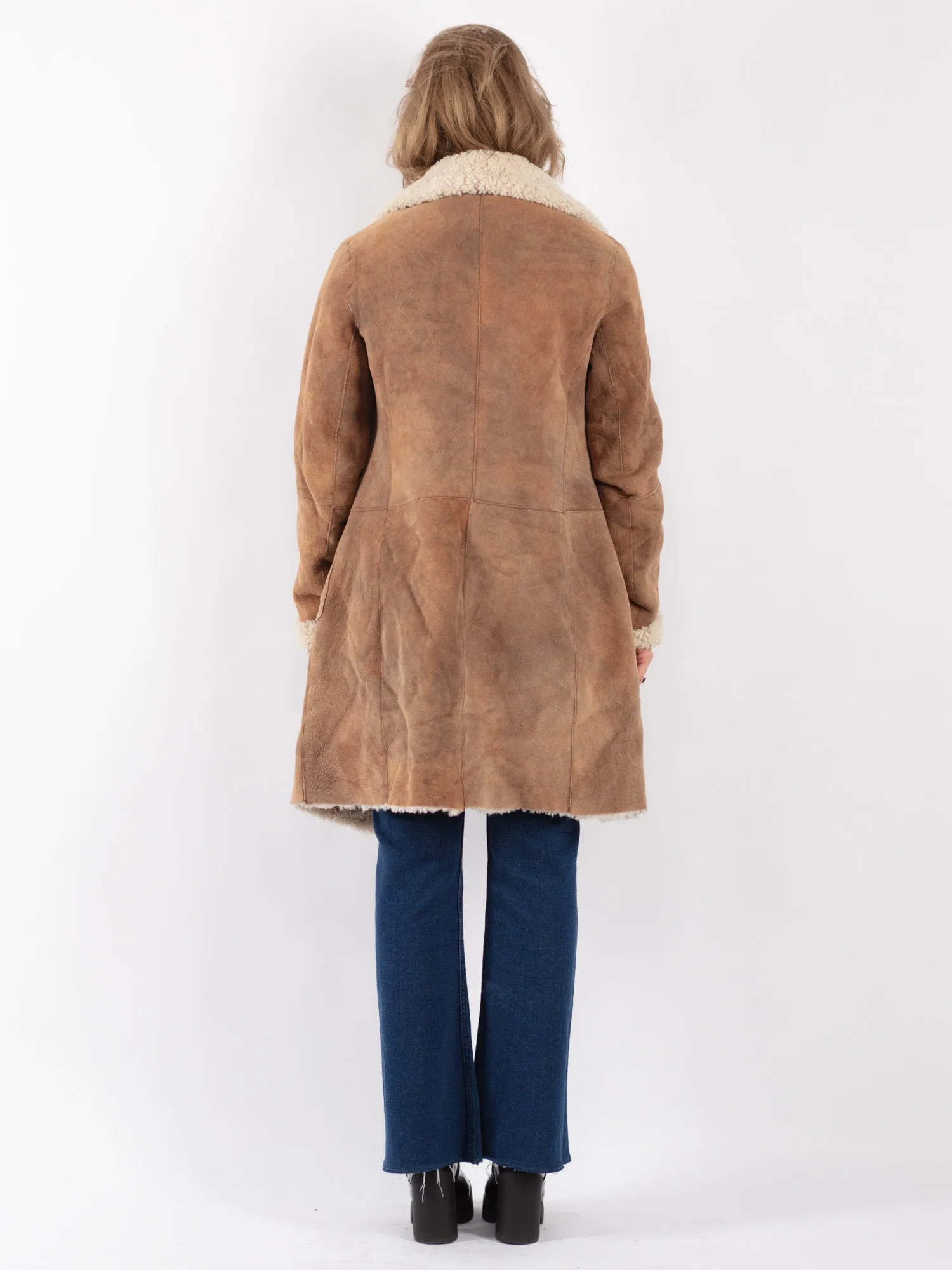 Vintage 00's Women Sheepskin Coat in Brown