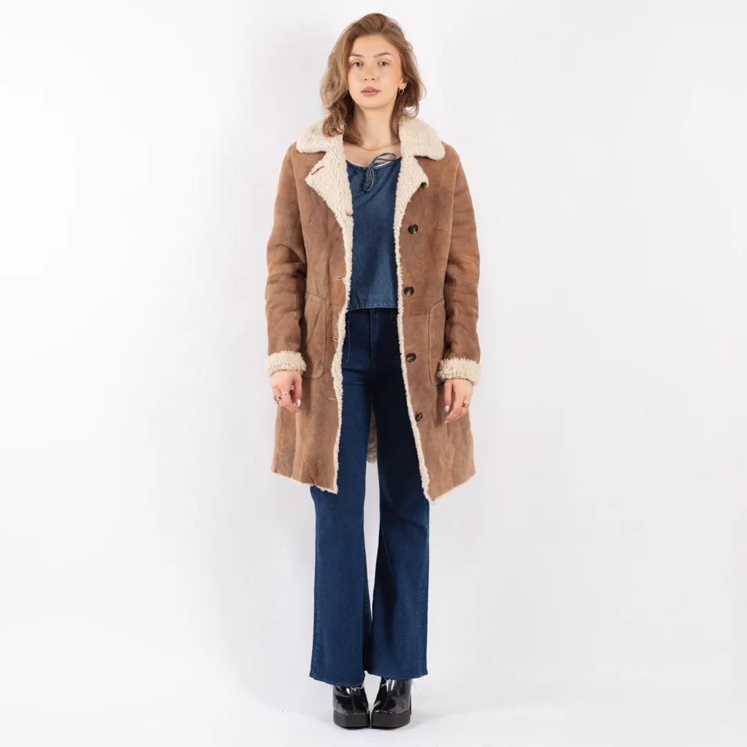 Vintage 00's Women Sheepskin Coat in Brown