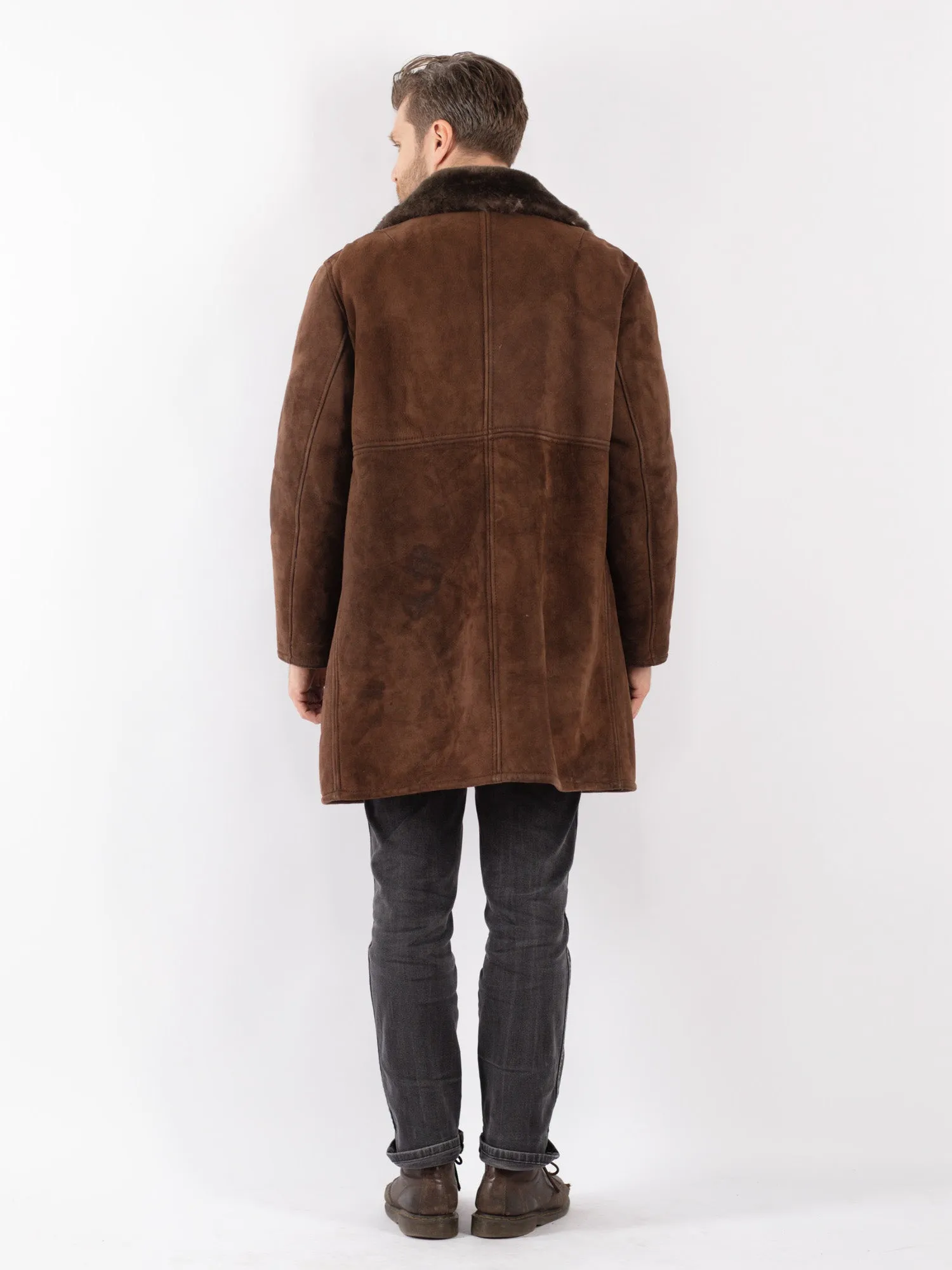 Vintage 70's Men Sheepskin Coat in Brown