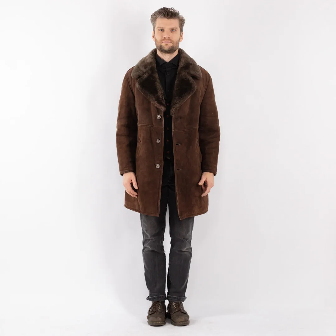 Vintage 70's Men Sheepskin Coat in Brown