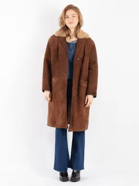 Vintage 70's Women Sheepskin Coat in Brown