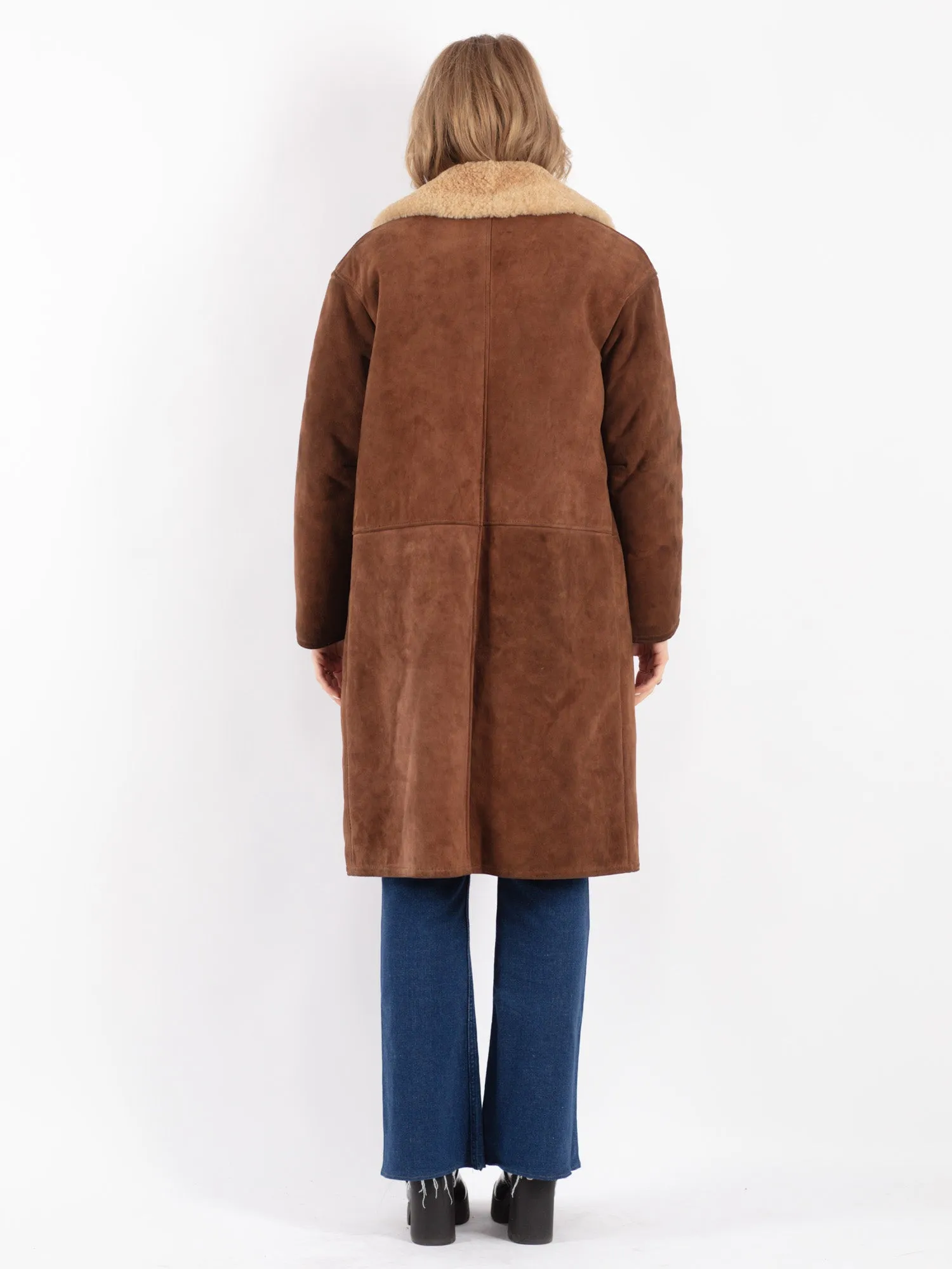 Vintage 70's Women Sheepskin Coat in Brown