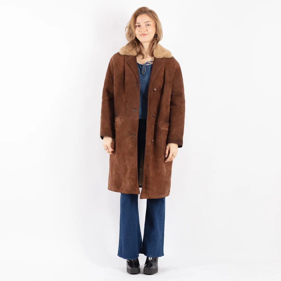 Vintage 70's Women Sheepskin Coat in Brown