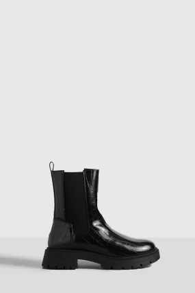 Wide Width Back Tab Croc Chelsea Boots