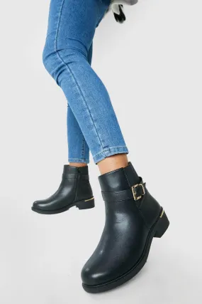 Wide Width Buckle Detail Chelsea Boots