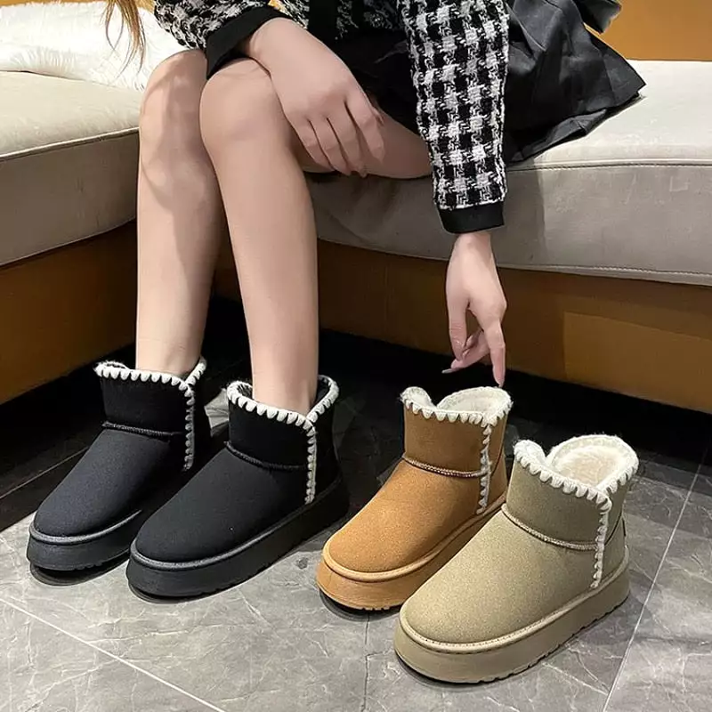 Women Winter Flats Moccasin Snow Winter Cowskin Boots