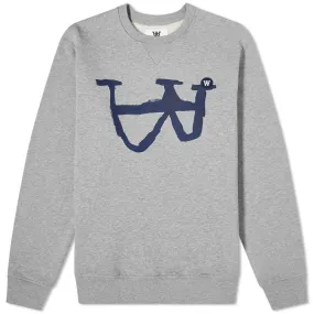 Wood Wood AA Print Tye Crew SweatGrey Melange