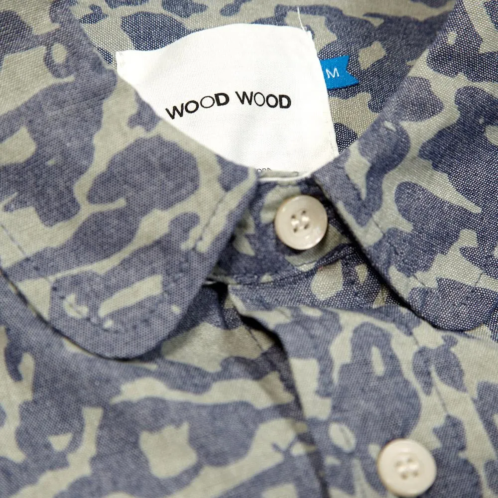 Wood Wood West Street ShirtLight Indigo Animal Print