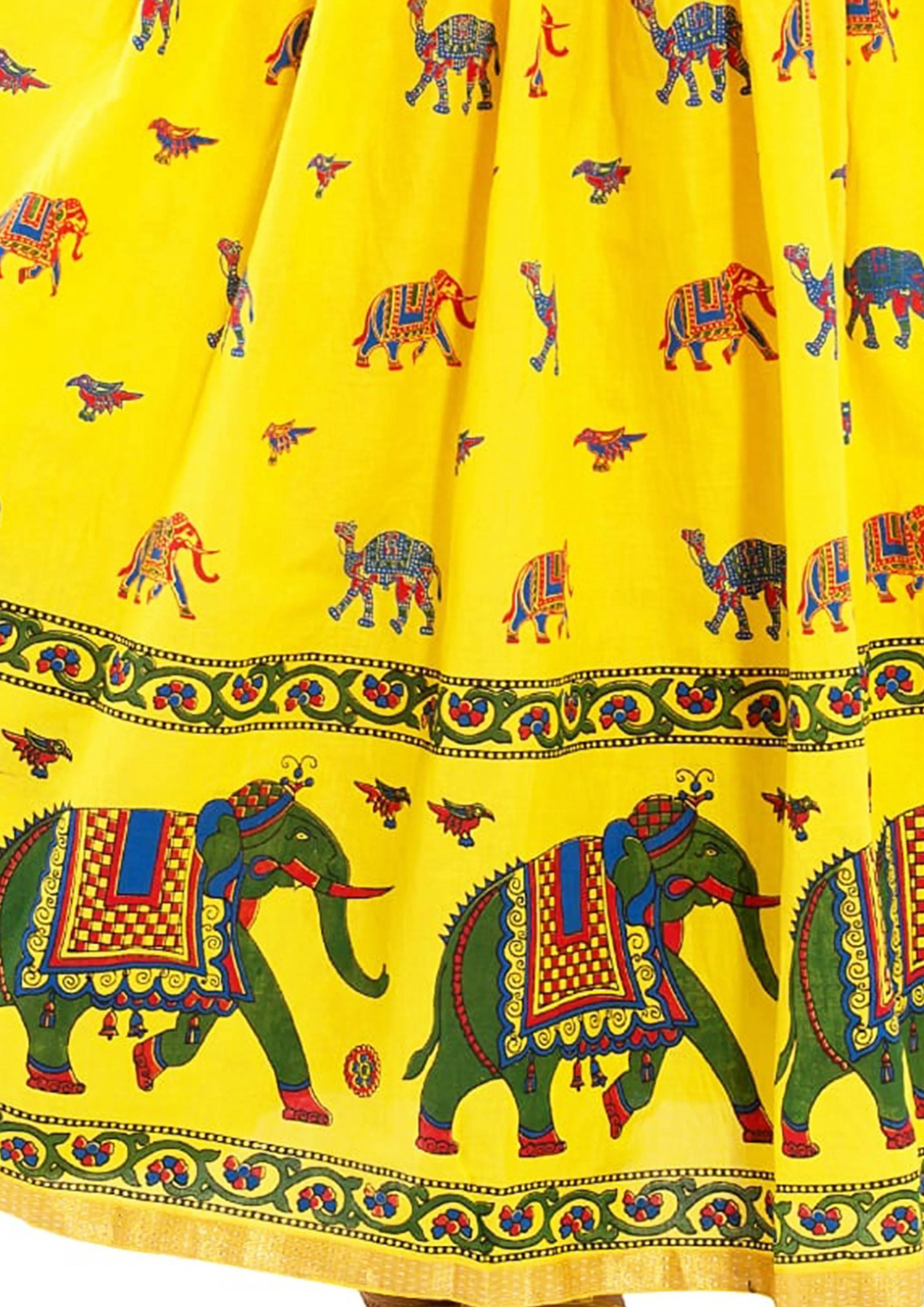 Yellow Ethnic Print Maxi Skirt